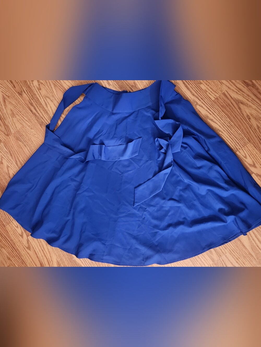 Elegant Cobalt Blue A-Line Skirt with Tie